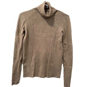 Tahari Women’s Beige Knit Turtleneck Pullover Sweater XS Lightweight Stretch